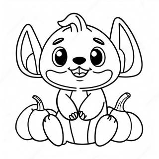 Cute Halloween Stitch With Pumpkin Coloring Page 2442-2003