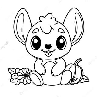 Cute Halloween Stitch With Pumpkin Coloring Page 2442-2004