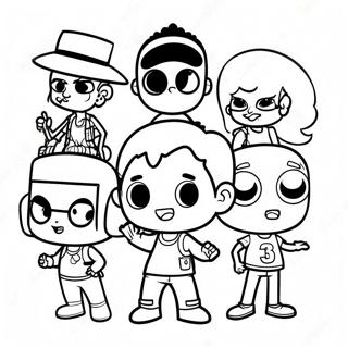 Friday Night Funkin Main Characters Coloring Page 24441-19639