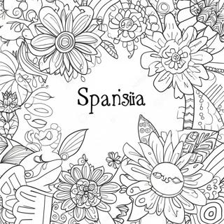 Colorful Spanish Words Coloring Page 24512-19694