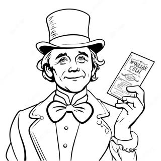 Charming Willy Wonka With Golden Ticket Coloring Page 2452-2009