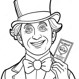 Charming Willy Wonka With Golden Ticket Coloring Page 2452-2010