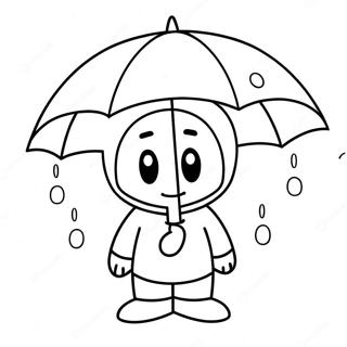 Sad Cartoon Character With Umbrella Coloring Page 24532-19705