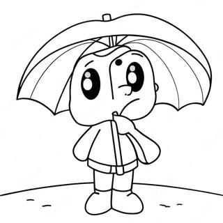 Sad Cartoon Character With Umbrella Coloring Page 24532-19706