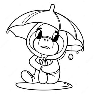 Sad Cartoon Character With Umbrella Coloring Page 24532-19707