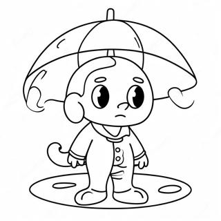 Sad Cartoon Character With Umbrella Coloring Page 24532-19708