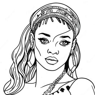 Rihanna In Stunning Outfit Coloring Page 24542-19713