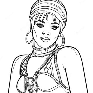 Rihanna In Stunning Outfit Coloring Page 24542-19715