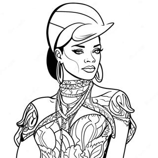 Rihanna In Stunning Outfit Coloring Page 24542-19716