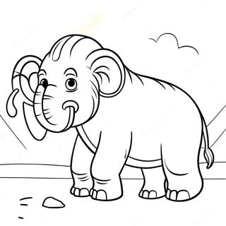 Cute Woolly Mammoth Playing In Snow Coloring Page 24552-19726