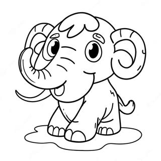 Cute Woolly Mammoth Playing In Snow Coloring Page 24552-19728