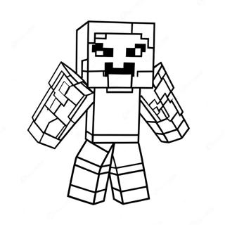 Minecraft Steve With Diamond Armor Coloring Page 24572-19739