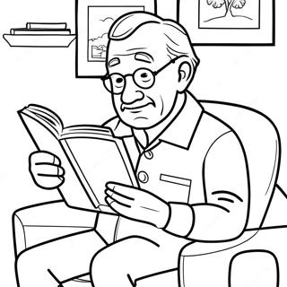 Grandpa Reading A Book Coloring Page 24581-19741