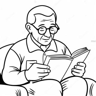 Grandpa Reading A Book Coloring Page 24581-19744