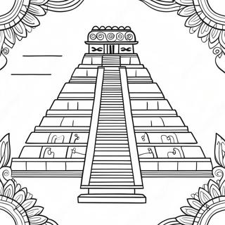 Colorful Mayan Temple Coloring Page 24592-19754