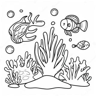 Colorful Coral Reef With Seaweed Coloring Page 24632-19781