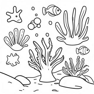 Colorful Coral Reef With Seaweed Coloring Page 24632-19782