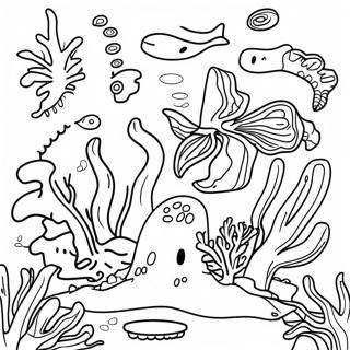 Colorful Coral Reef With Seaweed Coloring Page 24632-19783