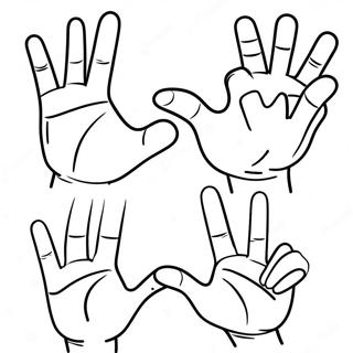 Colorful Sign Language Hand Gestures Coloring Page 24652-19801