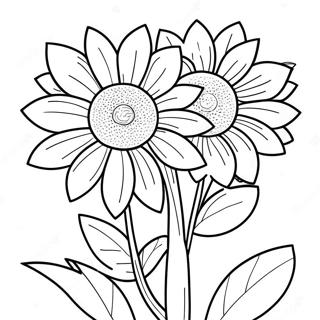 Bright Sunflower Bouquet Coloring Page 24692-19844