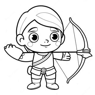 Cute Cartoon Archer With Bow Coloring Page 24722-19862