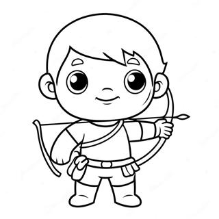 Cute Cartoon Archer With Bow Coloring Page 24722-19864