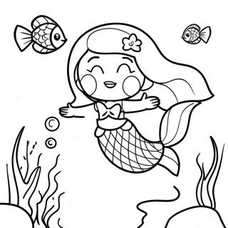 Ariel Swimming With Colorful Fish Coloring Page 24762-19889