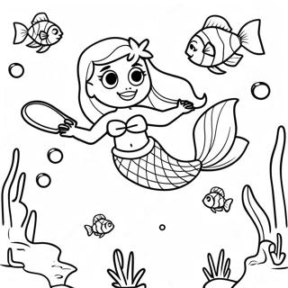 Ariel Swimming With Colorful Fish Coloring Page 24762-19890