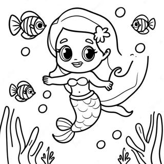 Ariel Swimming With Colorful Fish Coloring Page 24762-19891