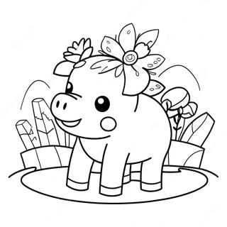 Cute Minecraft Pig With Flowers Coloring Page 24812-19929