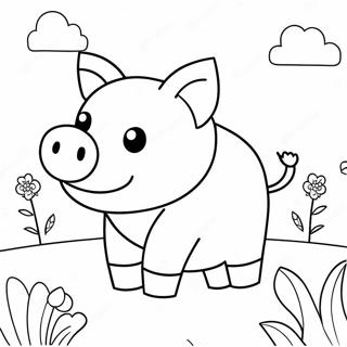 Cute Minecraft Pig With Flowers Coloring Page 24812-19931