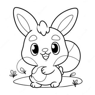 Cute Scorbunny Playing With A Ball Coloring Page 24822-19937