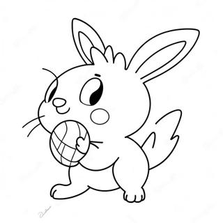 Cute Scorbunny Playing With A Ball Coloring Page 24822-19940