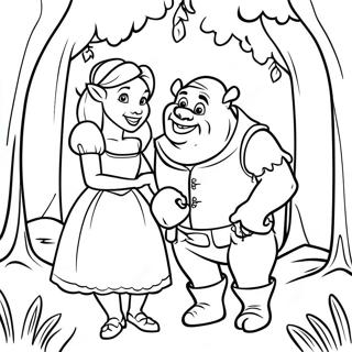 Shrek And Fiona In The Enchanted Forest Coloring Page 24892-19998