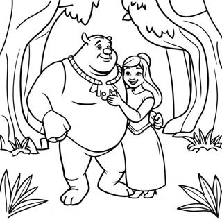 Shrek And Fiona In The Enchanted Forest Coloring Page 24892-19999