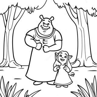 Shrek And Fiona In The Enchanted Forest Coloring Page 24892-20000