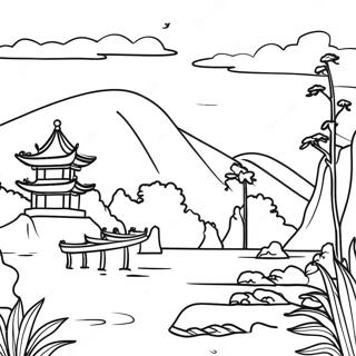 Colorful Asian Landscape Coloring Page 24942-20036