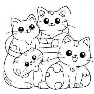 Cute Cat With Playful Kittens Coloring Page 24981-20063