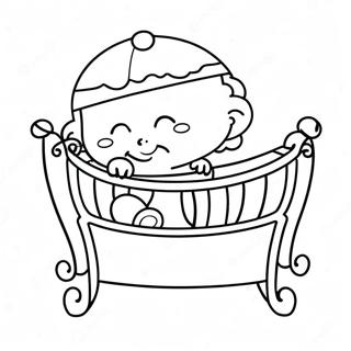 Cute Newborn Baby In Crib Coloring Page 25012-20090