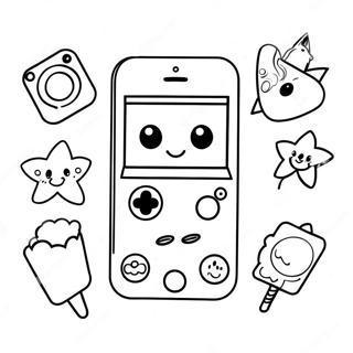 Cute Iphone With Cartoon Characters Coloring Page 25042-20115