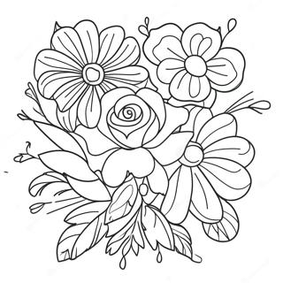 Elegant Flower Bouquet Coloring Page 25112-20174