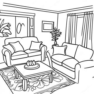 Cozy Living Room Welcome Home Coloring Page 2512-2050