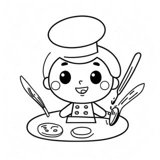 Cute Chef Cooking Coloring Page 25142-20191