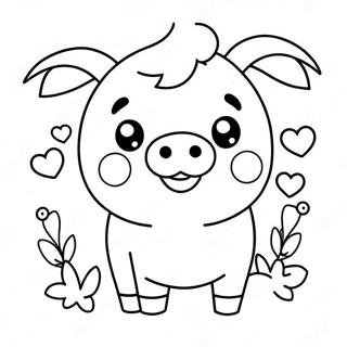 Kawaii Cute Pig Coloring Page 25151-20195