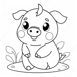 Kawaii Cute Pig Coloring Page 25151-20196