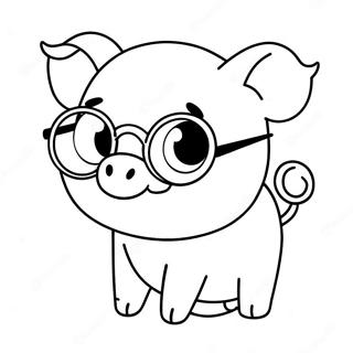 Adorable Kawaii Pig With Sunglasses Coloring Page 25152-20201