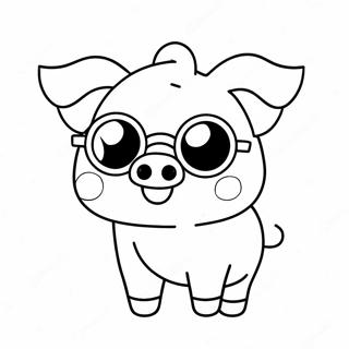 Adorable Kawaii Pig With Sunglasses Coloring Page 25152-20202