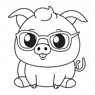 Adorable Kawaii Pig With Sunglasses Coloring Page 25152-20203