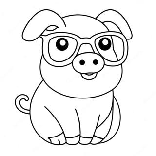 Adorable Kawaii Pig With Sunglasses Coloring Page 25152-20204