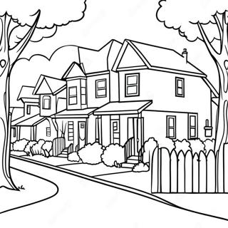 Neighborhood Scene Coloring Page 25211-20254